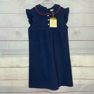 Olive Juice Navy Cotton Dress w/ Collar, Buttons, & Ruffle Size Large